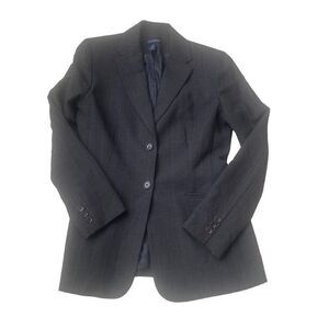 Ann Taylor Plaid 2 Button Slit Pocket Gray Blazer Jacket Size 4 Wool Blend, S23